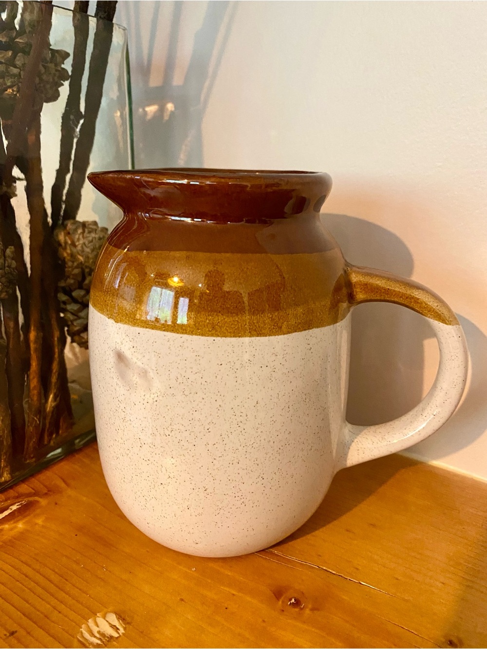 Vintage Speckled Two-Tone Ceramic Stoneware Creamer